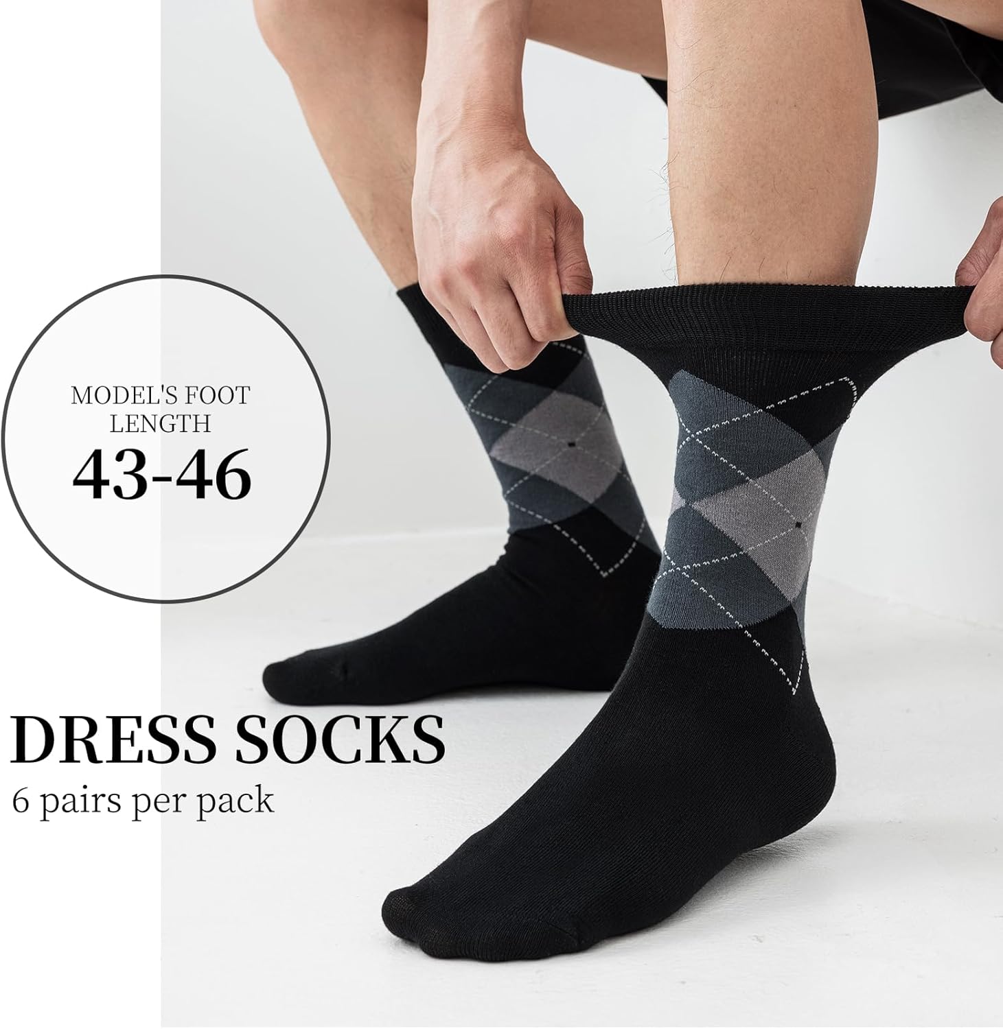 Mens Dress Socks, 6 Pairs Soft Breathable Bamboo Rayon Socks, Classic Mid Calf Socks for Men with Exquisite Box-2