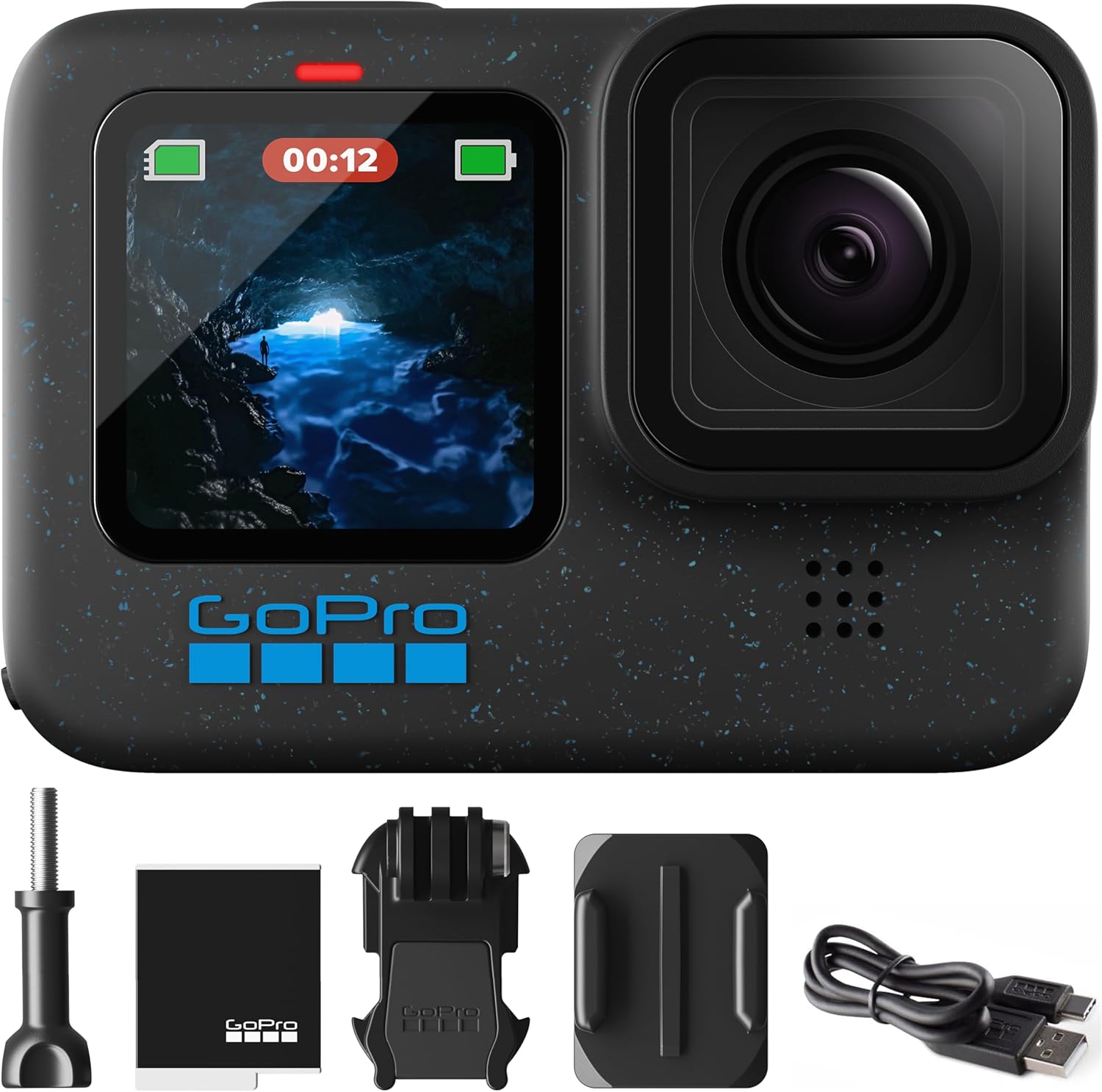 GoPro Hero12 Black E-Commerce Package - Waterproof Action Camera with 5.3K60 Ultra HD Video, 27MP Photos, HDR, 1/1.9" Image Sensor, Live Streaming, Webcam, Stabilization-0