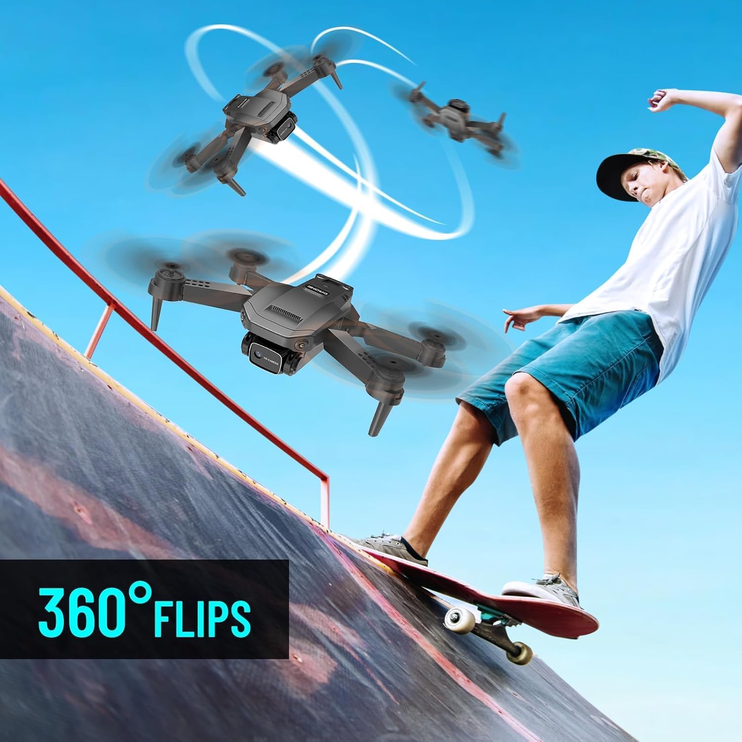 Mini Drone with Camera for Adults Kids, 1080P HD Foldable FPV RC Quadcopter with Upgrade Gesture Control, 90° Adjustable Lens, Headless Mode, 2 Batteries, Carrying Case, Altitude Hold, 3D Flip-5