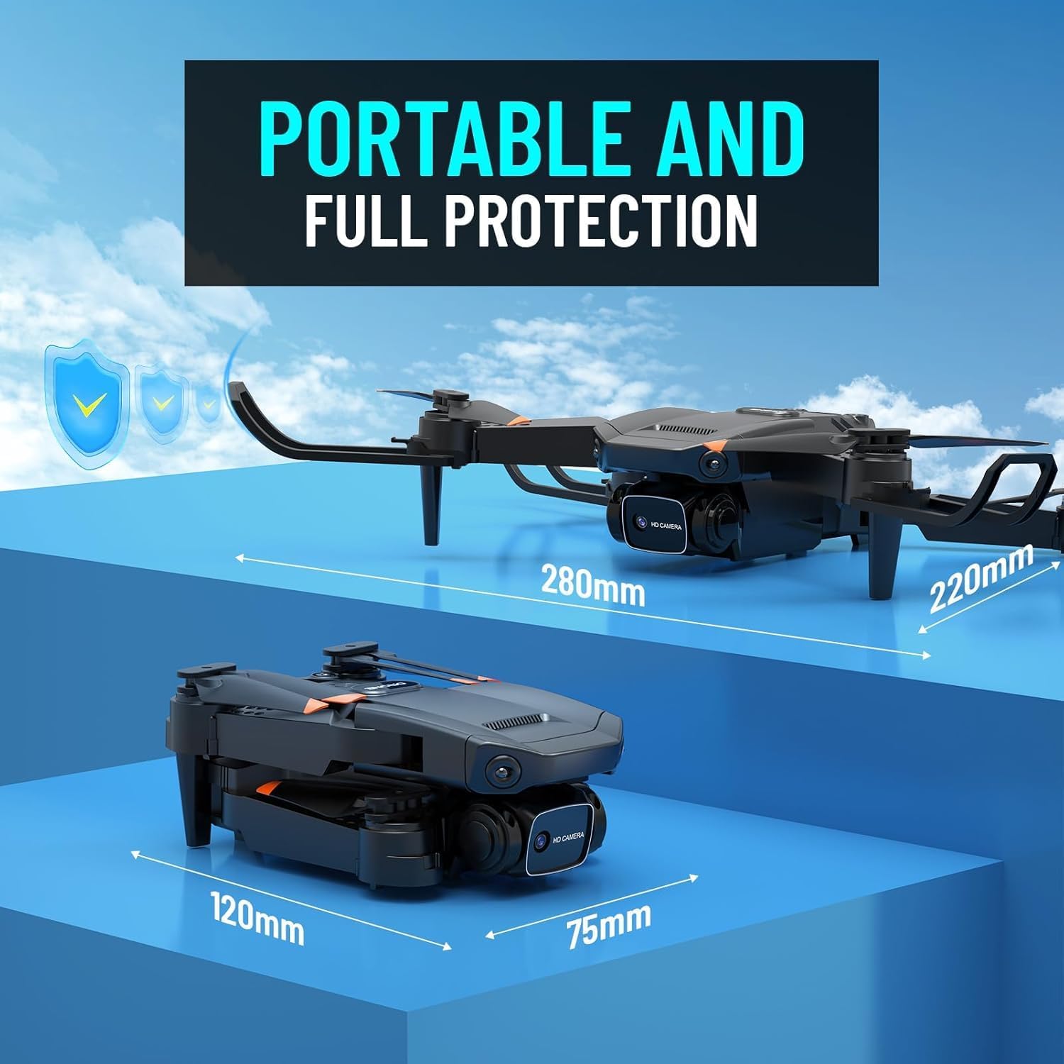 Mini Drone with Camera for Adults Kids, 1080P HD Foldable FPV RC Quadcopter with Upgrade Gesture Control, 90° Adjustable Lens, Headless Mode, 2 Batteries, Carrying Case, Altitude Hold, 3D Flip-7