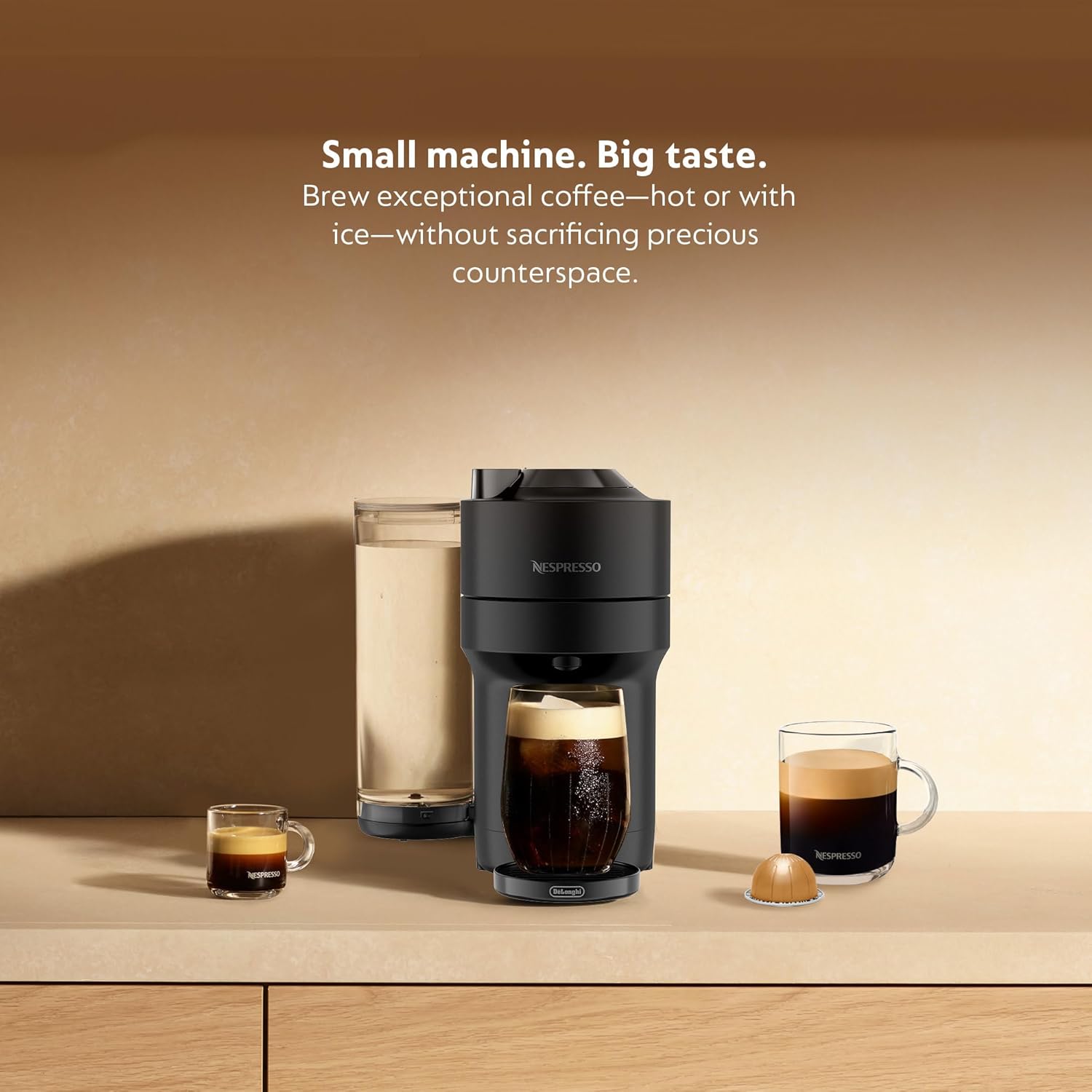 Nespresso Limited-Edition Vertuo Pop+ Coffee and Espresso Maker by De'Longhi, Black Matte with Dark Chrome-1