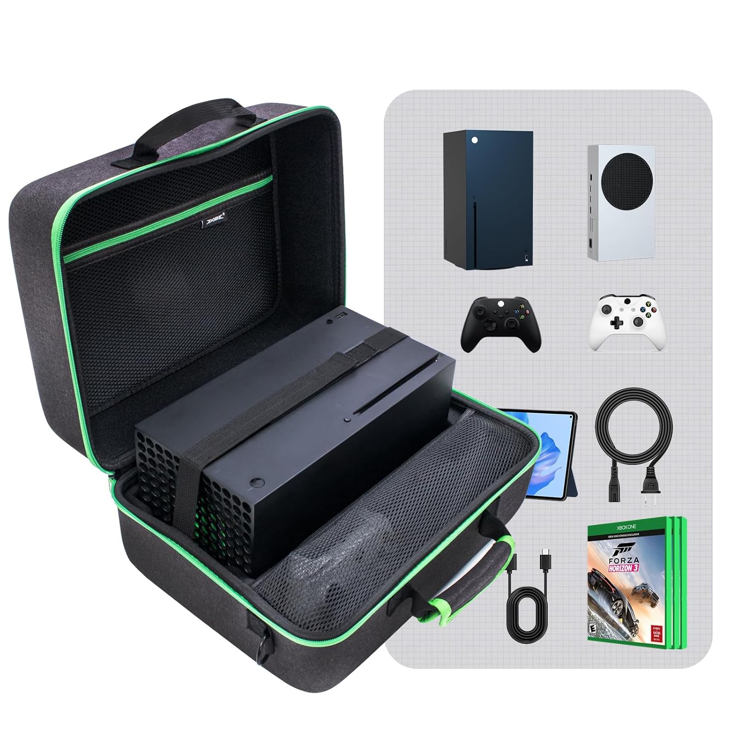 ECHZOVE 2 IN 1 Hard Carrying Case Compatible with Xbox Series X/S Console, Protective Travel Storage Bag for Xbox Series S/X Console, Wireless Controllers, Charging Cables and Other Accessories-0