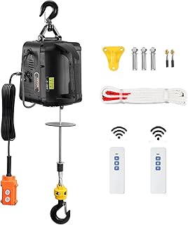 VEVOR 3in1 Electric Hoist Winch Crane, 1100lbs Material Handling Tool, Wired and Wireless Remote Control, Overload Protection for Garage, Warehouses, and Factories, Comes with Gloves