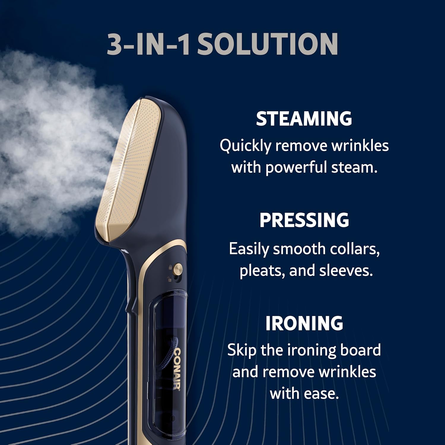 Conair Steam Stylist with Fabric Shaver, Extra Water Tank, and Storage Bag - Amazon Exclusive | Press Iron & Steamer - Great for Home, Office, or Travel | 3-in-1 Steam Iron for Quick Wrinkle Removal-0