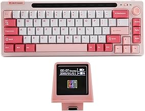 EPOMAKER RT65 Wireless Gaming Keyboard, Tri-Mode 65% Mechanical Keyboard, Hot-swap Creamy Custom Keyboard, with Mini Display and Joystick, RGB Backlit, NKRO (Pink, Wisteria Linear Switch)