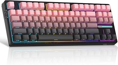 MageGee LIGHT87 Wireless Creamy Keyboard, 75% Gasket Hot Swappable Mechanical Keyboard, 2.4G/USB-C/BT5.0 RGB Backlit Gaming Keyboard for Win/Mac/PC, 8000mAh Battery, Side Printed PBT Keycaps, Pink