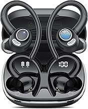 Wireless Earbuds Bluetooth 5.3 Headphones Sport, 2024 Wireless Earphones with Earhooks, HiFi Stereo Deep Bass with ENC Mic, 40H Dual LED Display, IPX7 Waterproof Ear Bud for Small Ear Running/Workout