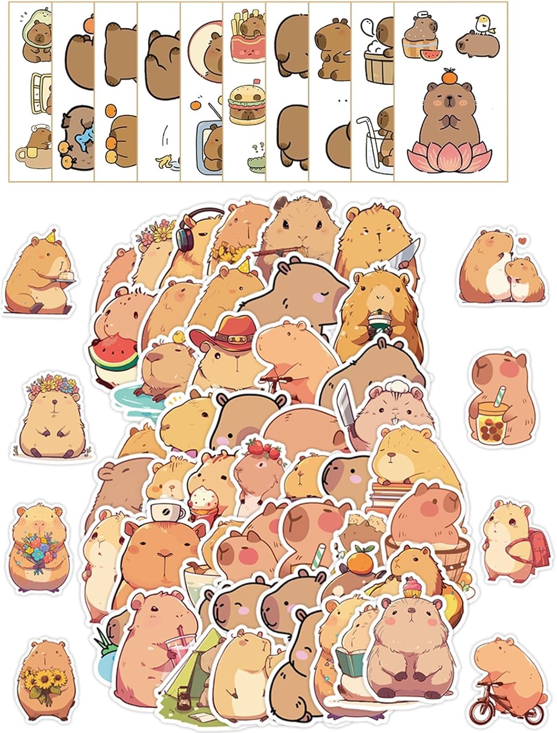 30pcs Capybara Shoe Charm for Sandals PVC Cute Cartoon Charm Decorations for Clog Rubber Beach Tote Bag Bracelet Wristband Party Gifts with 50 Capybara Stickers 10 Tattoo Stickers-5