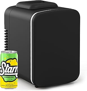 Simple Deluxe 4L/6 Can Mini, Portable Cooler & Warmer Freon-Free Small Refrigerator, Compact Fridge for Skincare, Beverage, Food, Cosmetics, Black