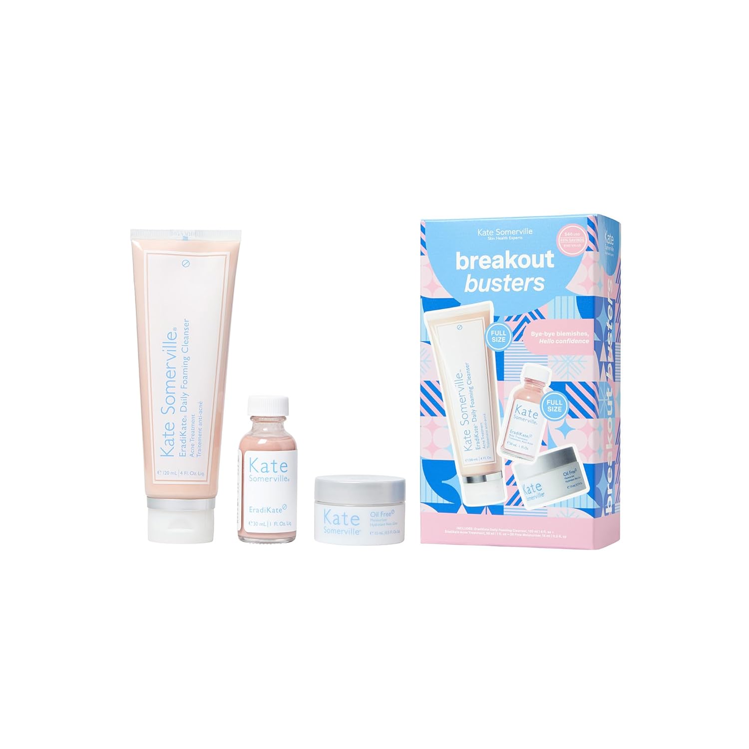 Kate Somerville Breakout Busters EradiKate Set – Facial Skincare Set with EradiKate Cleanser, EradiKate Acne Treatment, & Oil Free Moisturizer-0