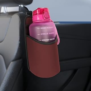 Linkidea Extra Large Car Seat Side Water Bottle Holder Compatible with Yeti Rambler Bottle 64oz, Hydro Flask 64oz, EYQ 64oz/128oz, Auto Seat Large Car Cup Hanging Bag with Mesh Pocket, Red