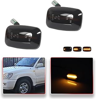 2PCS Smoked Lens Sequential LED Side Marker Signal Lights For Toyota Land FJ Cruiser Prado 90 100 Replace OEM 81730-20191，81730-20192