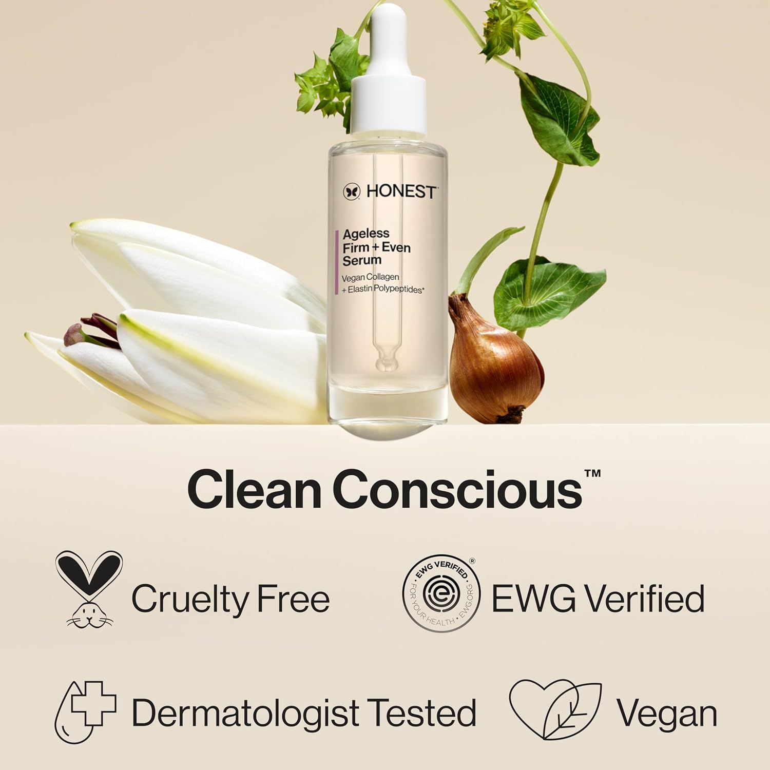 Honest Beauty Ageless Firm and Even Serum | Powered by Vegan Collagen and Elastin Polypeptides | Firmer-Looking Skin and Even Tone | Fragrance Free, EWG Verified, Vegan, Cruelty-Free | 1 fl oz-5