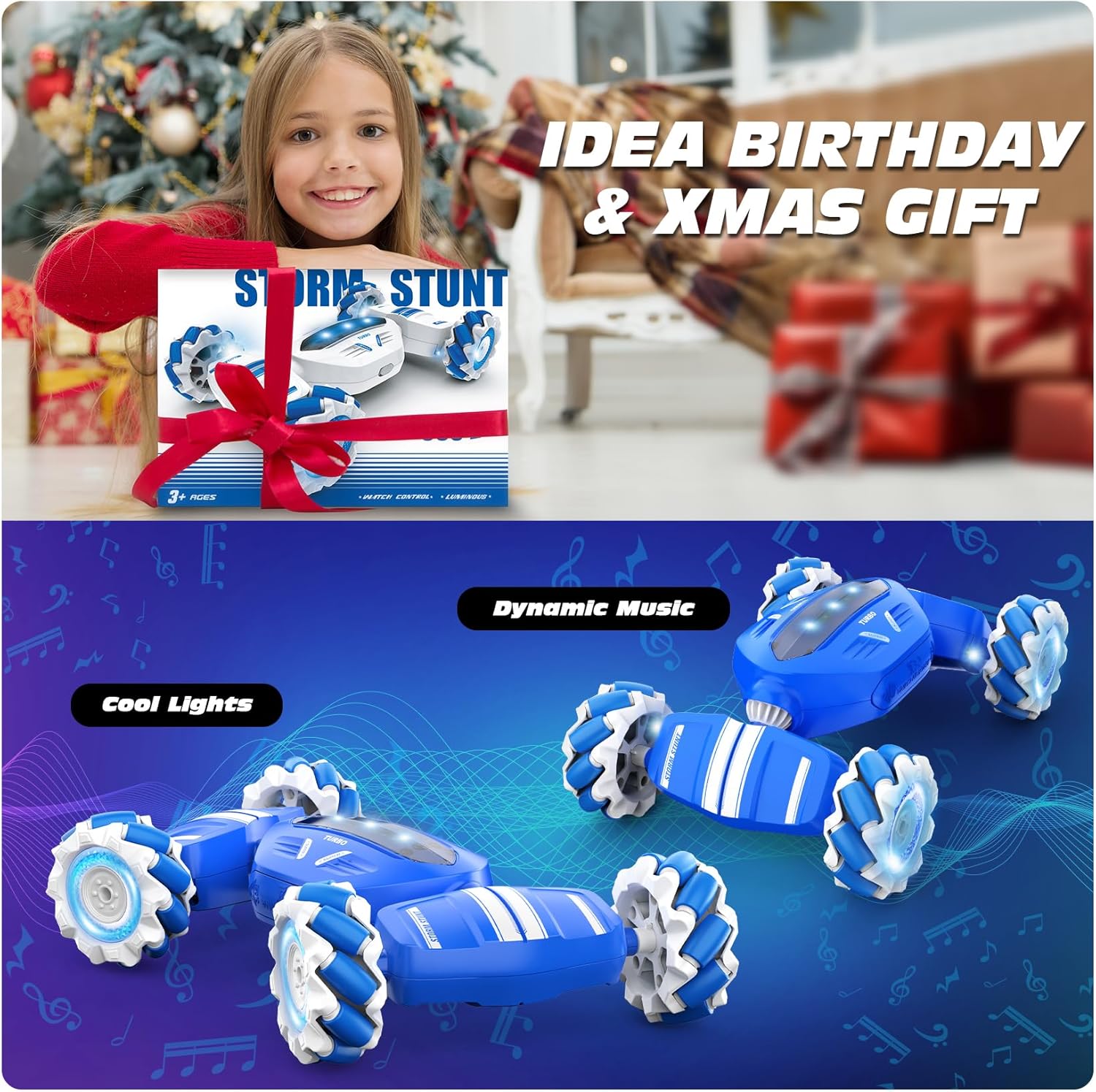 Remote Control Car RC Car, Gesture Sensing RC Stunt Car Boys Toys for 6-8 Years Old, Best Birthday Gifts for Kids, 4WD, 2.4Ghz, 360° Rotating, 2 Control Modes Control Transformer Toys Twist Cars-4