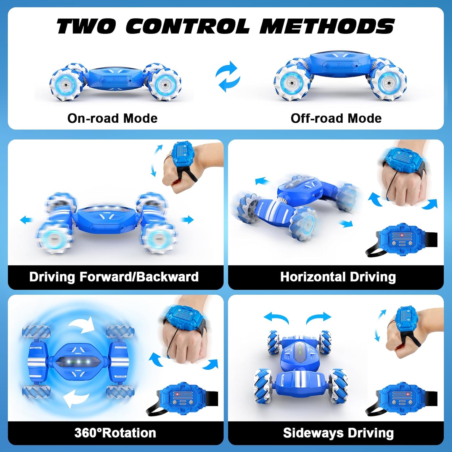 Remote Control Car RC Car, Gesture Sensing RC Stunt Car Boys Toys for 6-8 Years Old, Best Birthday Gifts for Kids, 4WD, 2.4Ghz, 360° Rotating, 2 Control Modes Control Transformer Toys Twist Cars-5