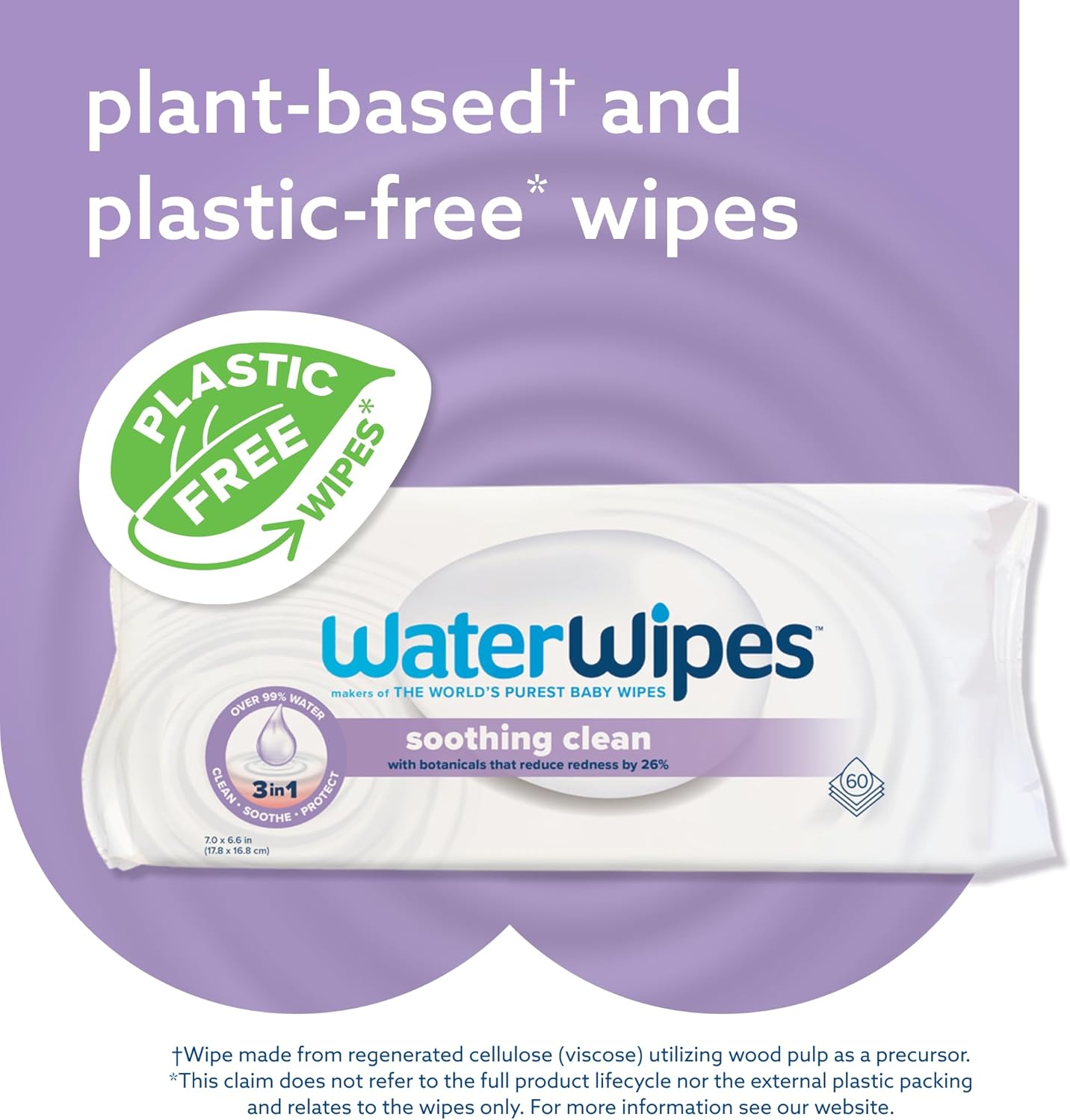 WaterWipes Soothing Clean Baby Wipes, 99% Water-Based Formula with Botanical Extract to Soothe & Protect Skin, Unscented & Hypoallergenic, 360 Count (6 Packs)-4