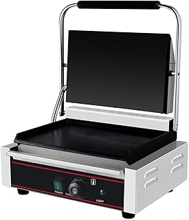 Commercial Panini Grill Flat Press Sandwich Maker Industrial Panini Machine Single Grill Big (Big Smooth Top And Bottom)