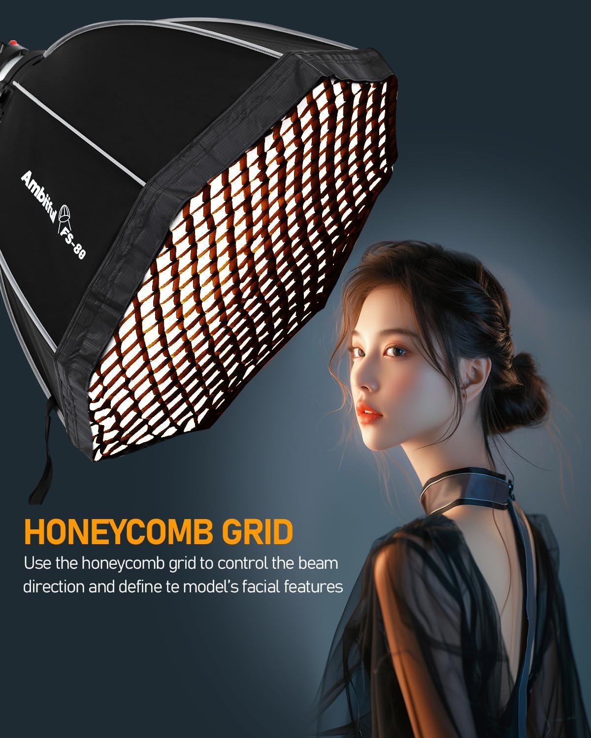 AMBITFUL 15.7''/40cm Mini Octagonal Softbox, Quick Release Bowens Mount Softbox with Honeycomb Grid, One-Piece Soft Diffusers Compatible with Godox Aputure Neewer Video Studio Light-3