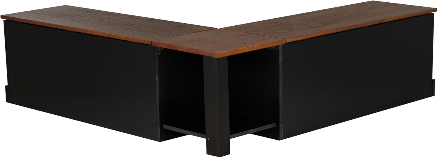 Linon Harris Black and Walnut Backless Kitchen Dining Nook with Hidden Storage Bench Space-11