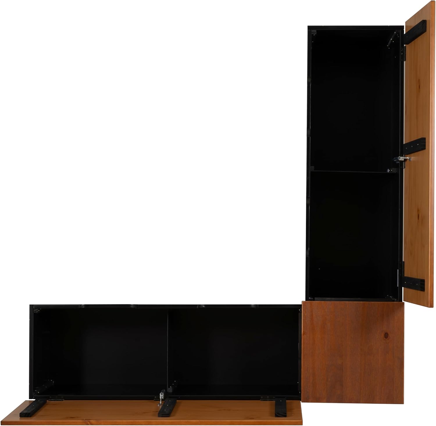 Linon Harris Black and Walnut Backless Kitchen Dining Nook with Hidden Storage Bench Space-13