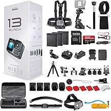 GoPro HERO13 (Hero 13) Black - with 50 Piece Accessory Kit and 2 Extra Batteries + 64GB Card - Waterproof Action Camera - 5.3K HDR, 27MP Photos, 1/1.9" Sensor, Live Streaming, Webcam, Stabilization