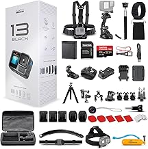 GoPro HERO13 (Hero 13) Black - Waterproof Action Camera with 5.3K HDR Video, 27MP Photos, 1/1.9" Image Sensor, Live Streaming, Webcam, Stabilization + 64GB Card & 50 Piece Accessory Kit - Bundle