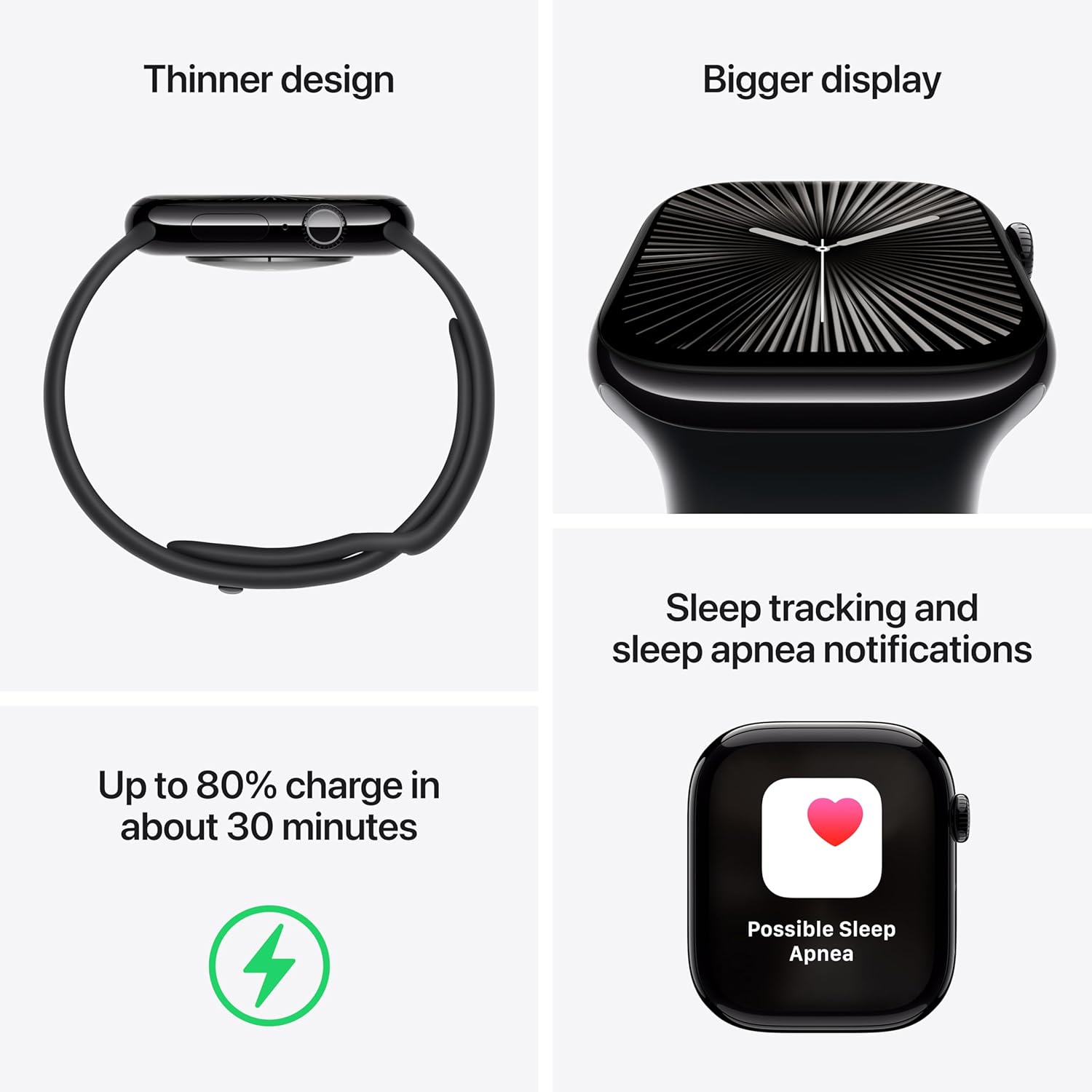 Apple Watch Series 10 [GPS 46mm case] Smartwatch with Jet Black Aluminium Case with Black Sport Band - M/L. Fitness Tracker, ECG App, Always-On Retina Display, Water Resistant-3