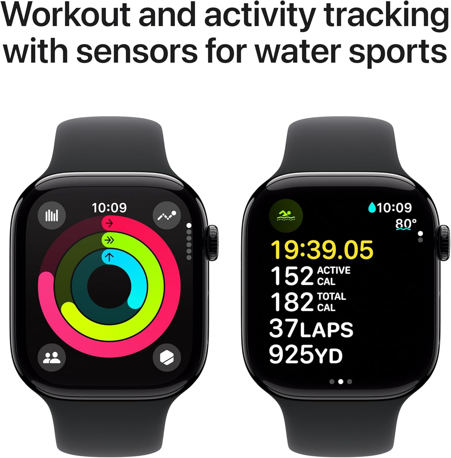 Apple Watch Series 10 [GPS 46mm case] Smartwatch with Jet Black Aluminium Case with Black Sport Band - M/L. Fitness Tracker, ECG App, Always-On Retina Display, Water Resistant-4