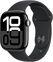 Apple Watch Series 10 [GPS 42mm case] Smartwatch with Jet Black Aluminium Case with Black Sport Band - S/M. Fitness Tracker, ECG App, Always-On Retina Display, Water Resistant