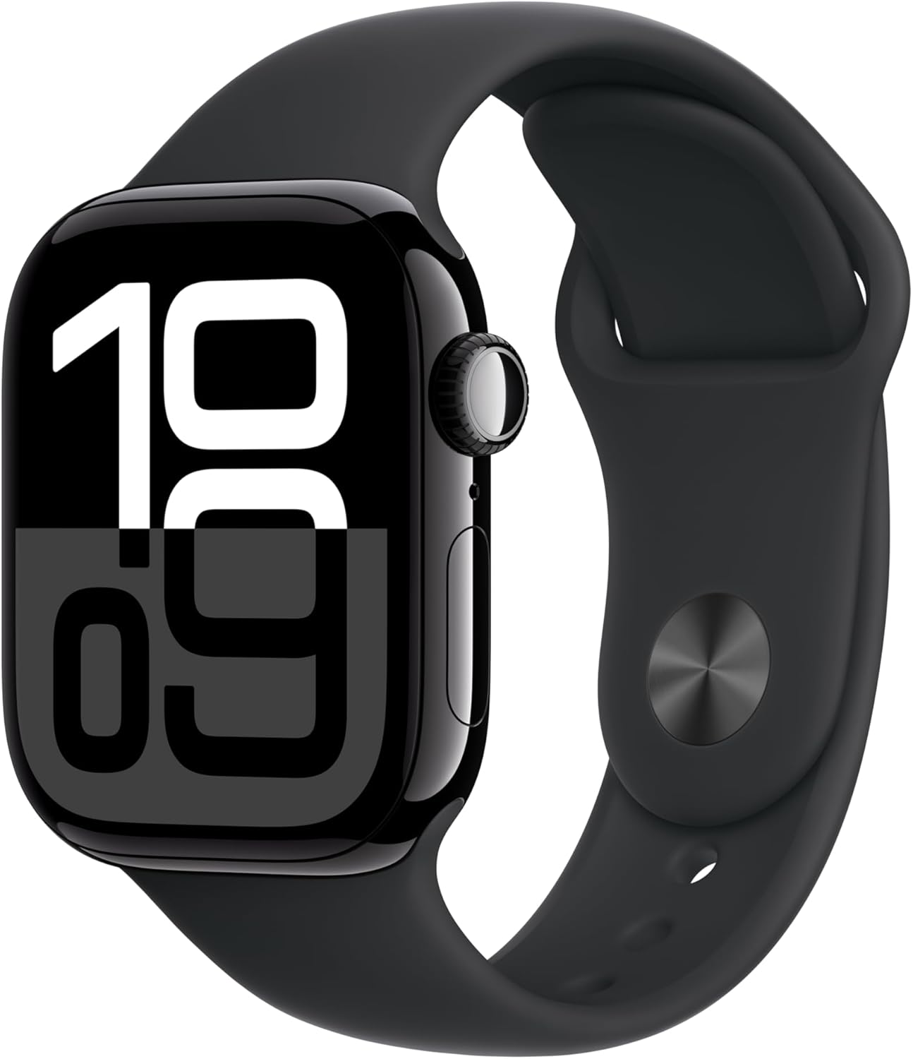 Apple Watch Series 10 [GPS 42mm case] Smartwatch with Jet Black Aluminium Case with Black Sport Band - S/M. Fitness Tracker, ECG App, Always-On Retina Display, Water Resistant-0