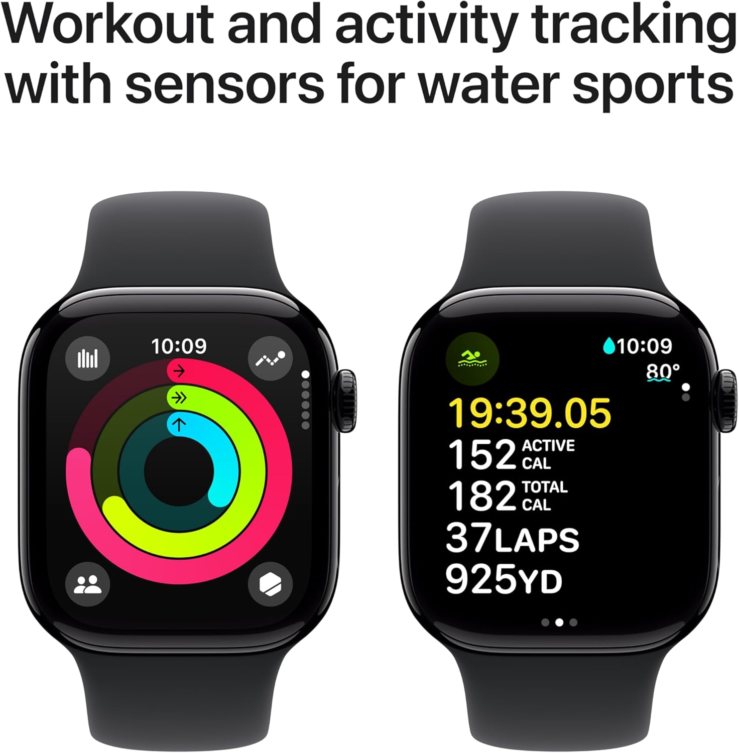 Apple Watch Series 10 [GPS 42mm case] Smartwatch with Jet Black Aluminium Case with Black Sport Band - S/M. Fitness Tracker, ECG App, Always-On Retina Display, Water Resistant-4