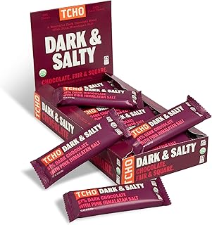 TCHO Dark & Salty Chocolate Bars - Organic 81% Dark Chocolate with Pink Himalayan Salt - Individually Wrapped 100% Plant-Based Pure Cacao Bars for Guilt-Free Indulgence (18-Pack)