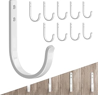 niffgaff 10-Pack Wall Outdoor Hooks for Hanging Coat - 22LB Screw in Metal Hanger Wall Mount, for Closet, Door, Bathrooms, Outside, for Towel, Backpack, Robe, Hat, White