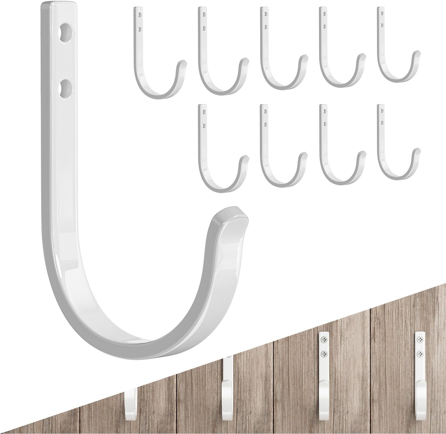 niffgaff 10-Pack Wall Outdoor Hooks for Hanging Coat - 22LB Screw in Metal Hanger Wall Mount, for Closet, Door, Bathrooms, Outside, for Towel, Backpack, Robe, Hat, White-0