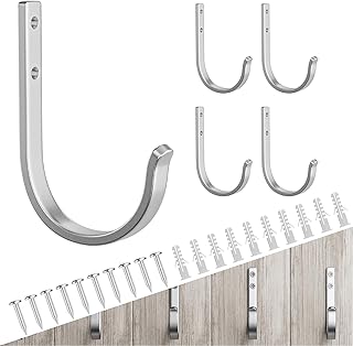 niffgaff Wall Outdoor Hooks for Hanging Coat - 22LB Screw in Metal Hanger Wall Mount, for Closet, Door, Bathrooms, Outside, for Towel, Backpack, Robe, Hat, Silver 5 Pack