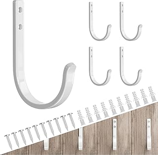 niffgaff Wall Outdoor Hooks for Hanging Coat - 22LB Screw in Metal Hanger Wall Mount, for Closet, Door, Bathrooms, Outside, for Towel, Backpack, Robe, Hat, White 5 Pack