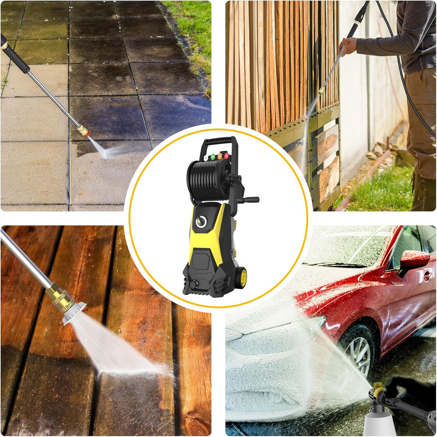 Electric Pressure Washer - 4500PSI 3.2GPM 20FT Hose 35FT Power Cord 4 Different Tips Power Washer Powerd for Patios-6