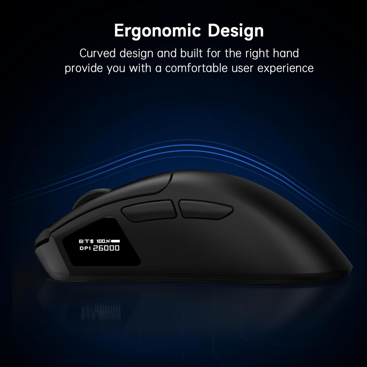 FFJ Wireless Gaming Mouse - 26000 DPI, Ultra-Lightweight Mouse Gaming with Screen Display, 3 Modes (2.4GHz/Bluetooth/Wired), 6 Programmable Buttons, Compatible with Mac, Laptop, PC (Black)-6