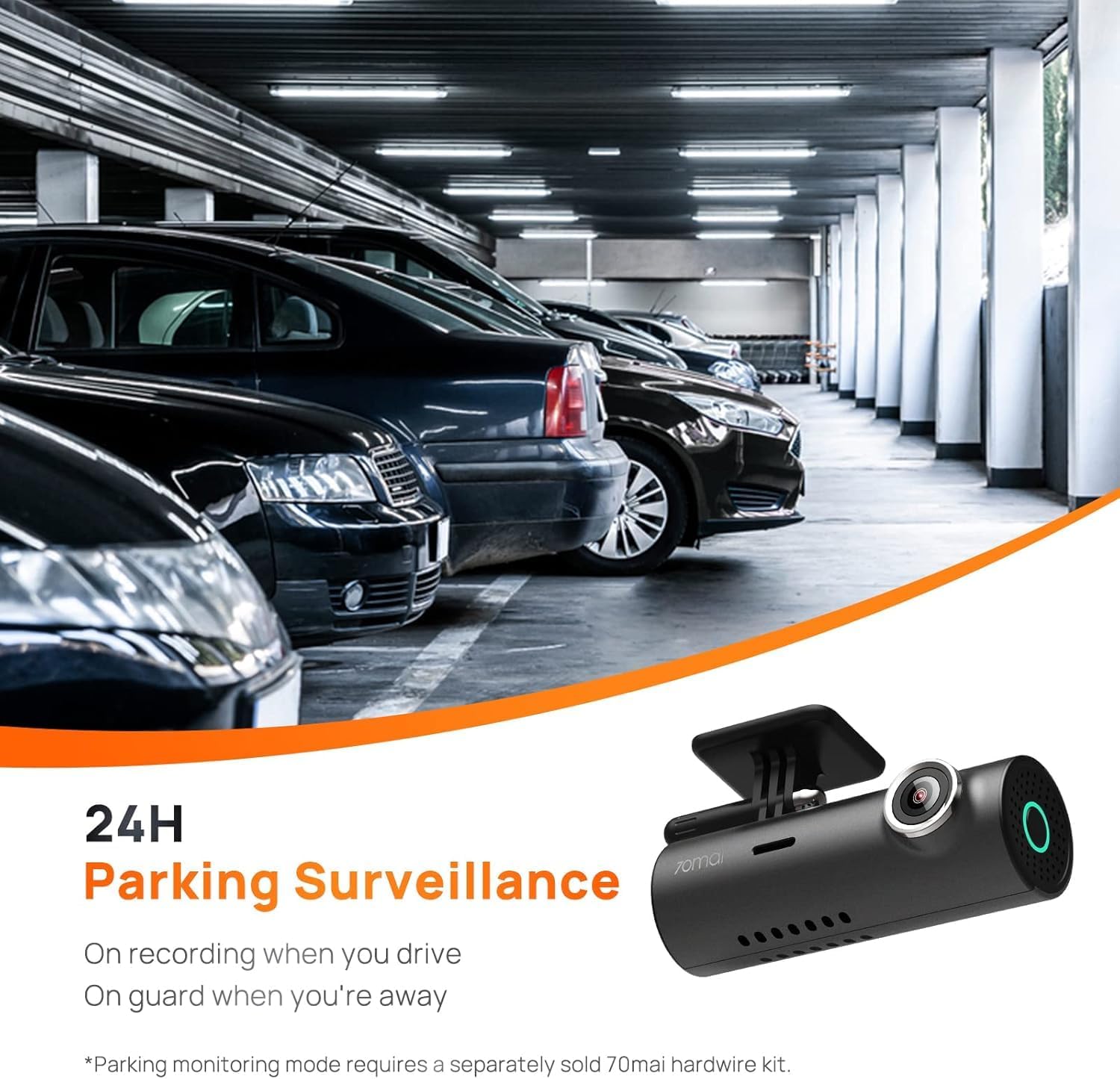 70mai Smart Dash Cam, 1296P QHD Dash Camera for Cars, Built in WiFi 140° Wide-Angle FOV, WDR, Night Vision, Loop Recording, Parking Monitor-4