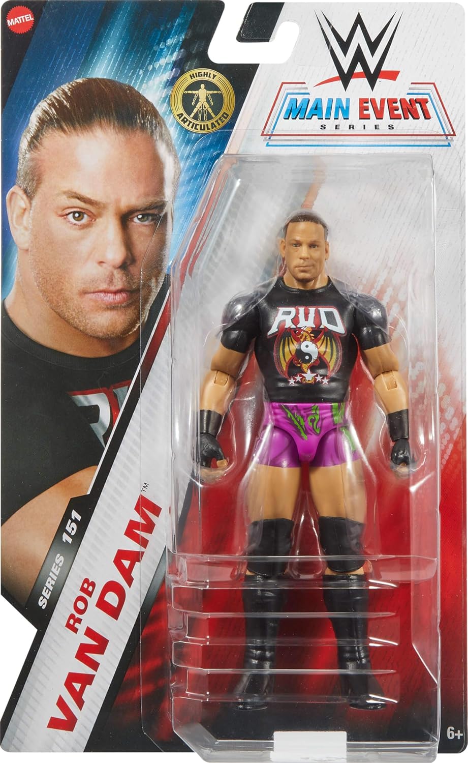 Mattel WWE Rob Van Dam Action Figure, Main Event Series #151 6-inch Collectible with 10 Articulation Points & Life-Like Look-1