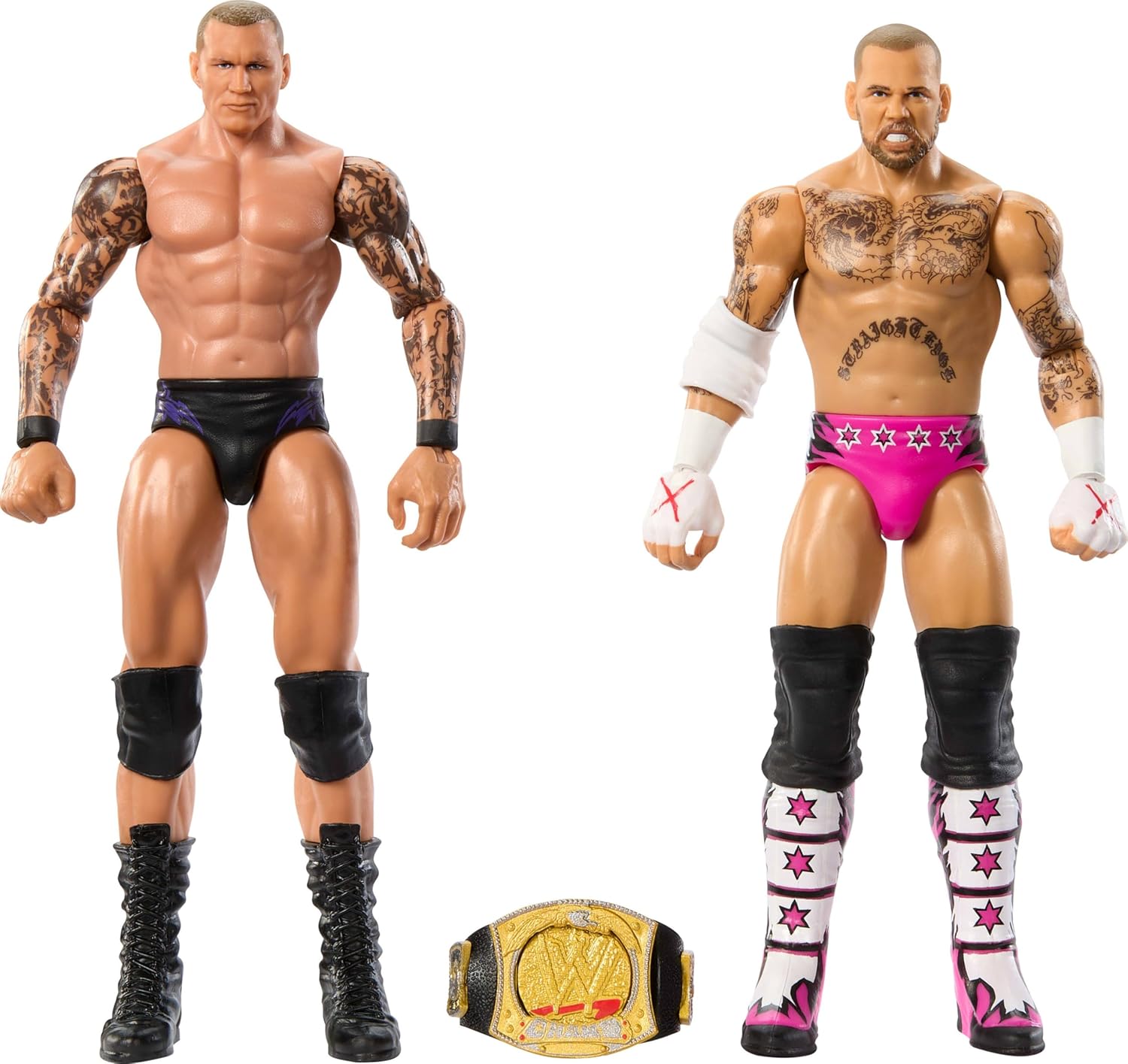 Mattel WWE Main Event Championship Showdown 2-Pack Action Figures & Accessory, Series #19 CM Punk vs Randy Orton Collectible Set-0