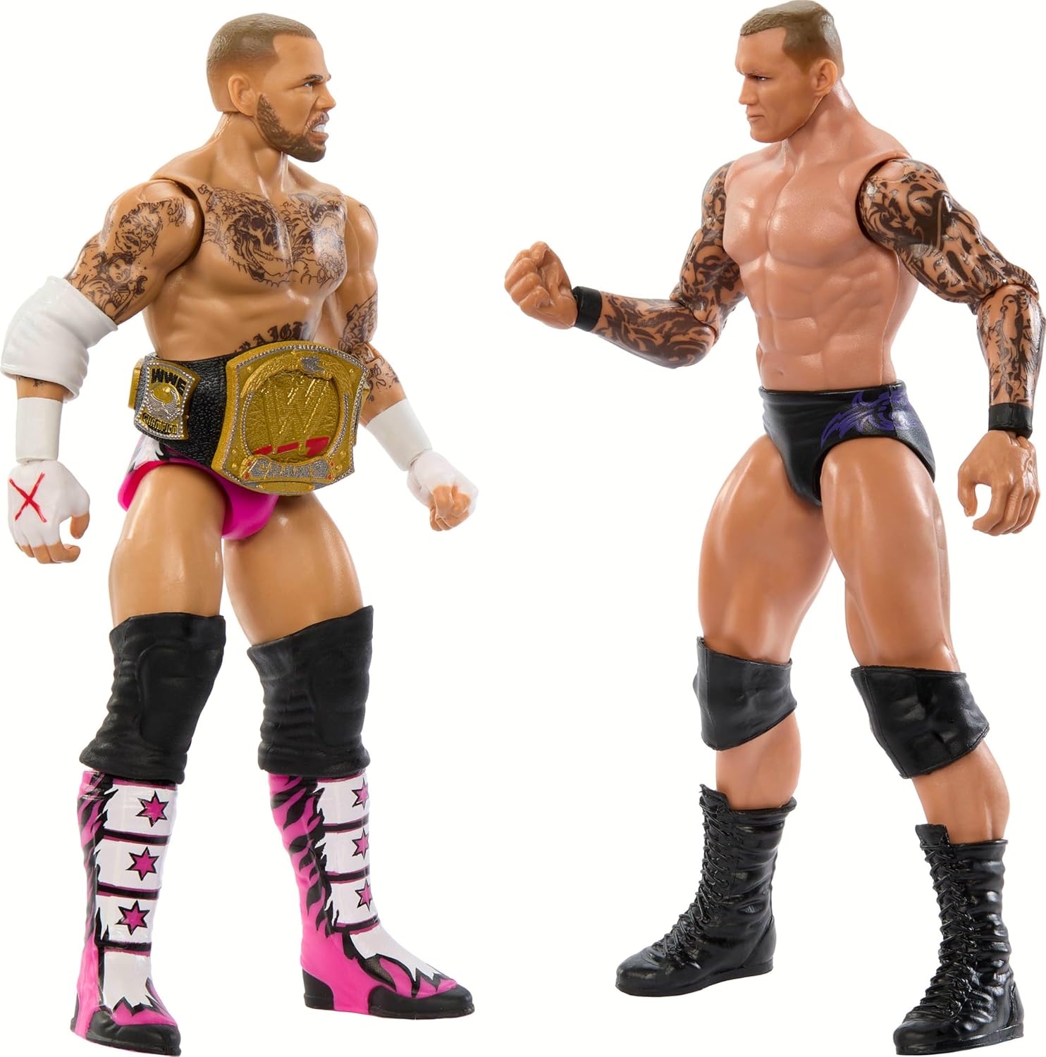 Mattel WWE Main Event Championship Showdown 2-Pack Action Figures & Accessory, Series #19 CM Punk vs Randy Orton Collectible Set-3