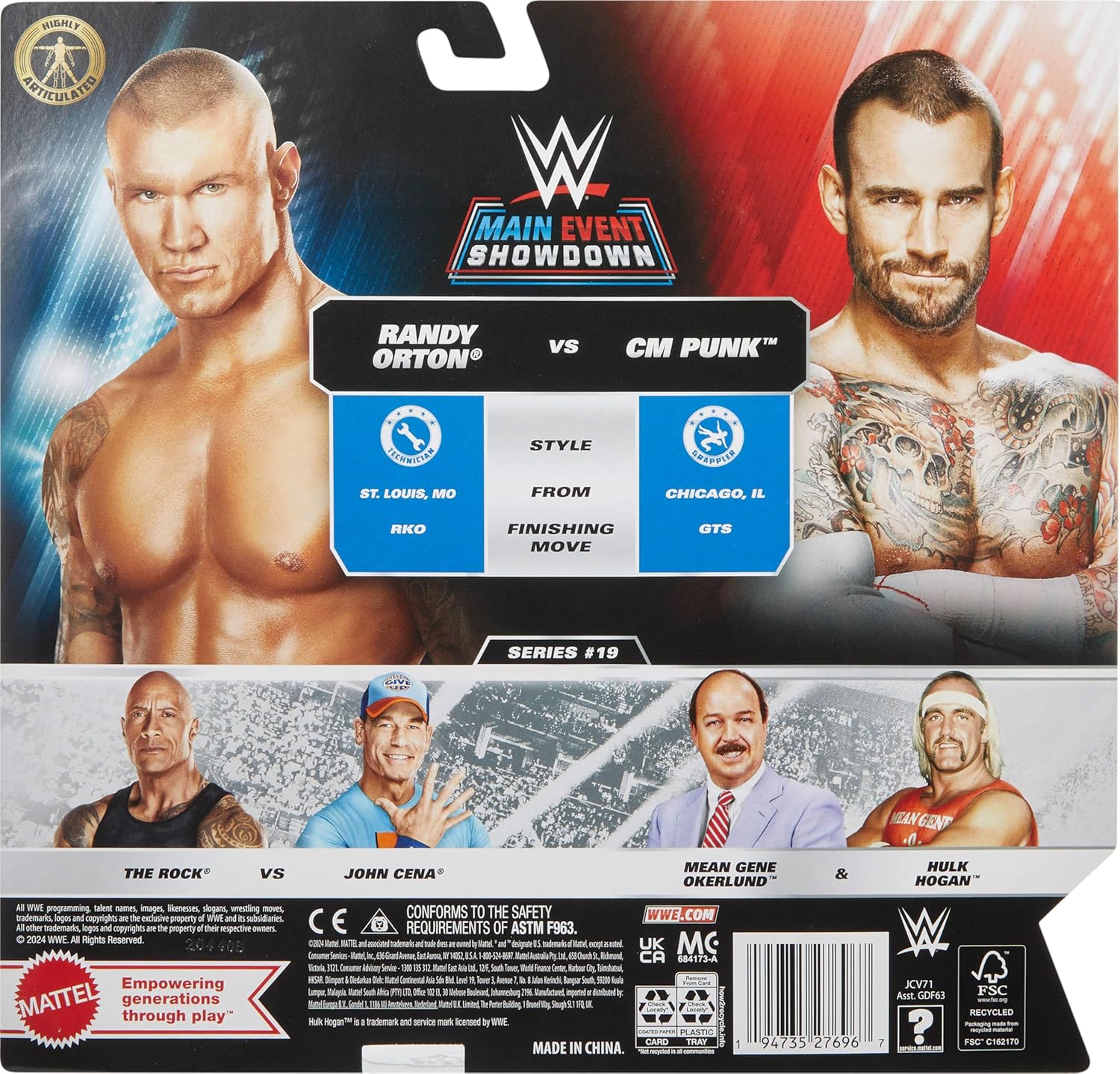 Mattel WWE Main Event Championship Showdown 2-Pack Action Figures & Accessory, Series #19 CM Punk vs Randy Orton Collectible Set-5