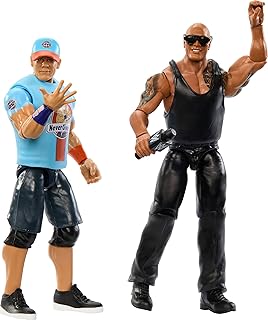 Mattel WWE Main Event Championship Showdown 2-Pack Action Figures & Accessory, Series #19 The Rock vs John Cena Collectible Set