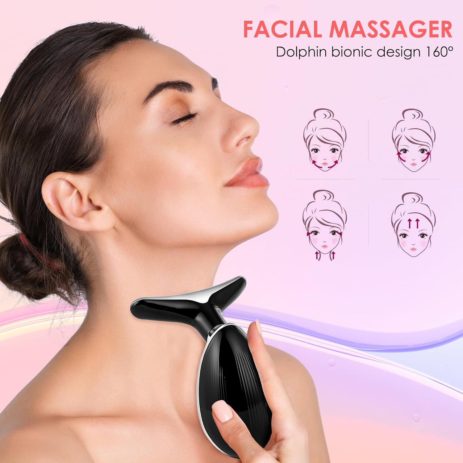 Red-Light-Therapy-for-Face and Neck with 7 Color, Facial Massager for Face and Neck, Face 𝖲 culpting Wand (Black)-6