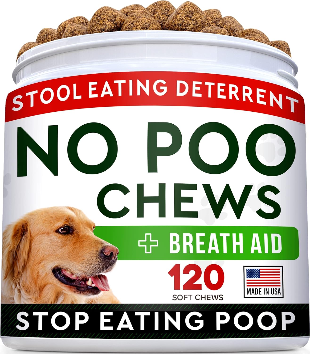 STRELLALAB No Poo Treats for Dogs - Coprophagia Stool Eating Deterrent - No Poop Eating for Dogs - Digestive Enzymes - Gut Health & Immune Support - Stop Eating Poop - Poultry Flavor - 120 Treats-0