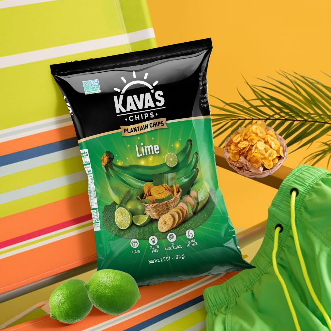 Kava's Plantain Chips Lime 2.5 Ounce (Pack of 8) - Lime Plantain Chips Individual Bags, Vegan & Gluten Free Lime Chips | Banana Plantain Chips Delicious & Healthy Snacks - Plantain Chips Bulk-5