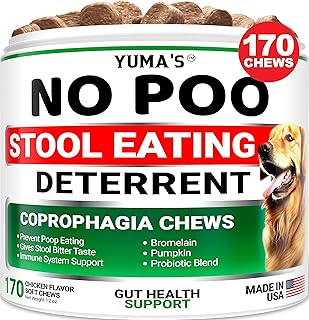 YUMA'S No Poo Chews for Dogs - 170 Ct - Coprophagia No Poop Eating Deterrent for Dogs - Prevent Dog from Eating Poop - Stop Eating Poop for Dogs - Probiotics & Digestive Enzymes Supplement