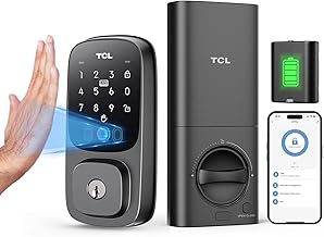 TCL D1 Pro Palm Vein Smart Lock, Wi-Fi Keyless Entry Door Lock with Rechargeable Battery, App Remote Control, Upgraded Security Electronic Deadbolt Lock for Front Door, Auto Lock, Waterproof