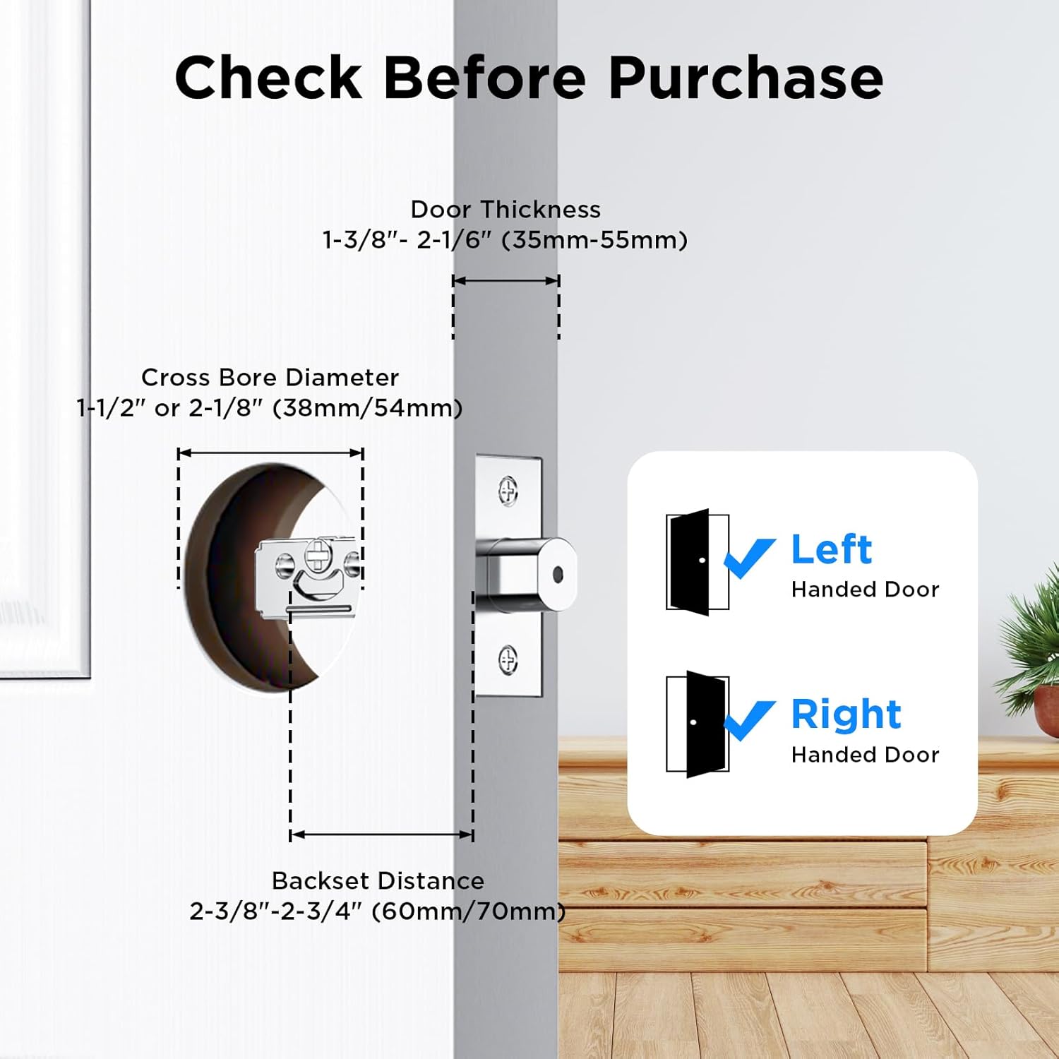 TCL D1 Pro Palm Vein Smart Lock, Wi-Fi Keyless Entry Door Lock with Rechargeable Battery, App Remote Control, Upgraded Security Electronic Deadbolt Lock for Front Door, Auto Lock, Waterproof-6